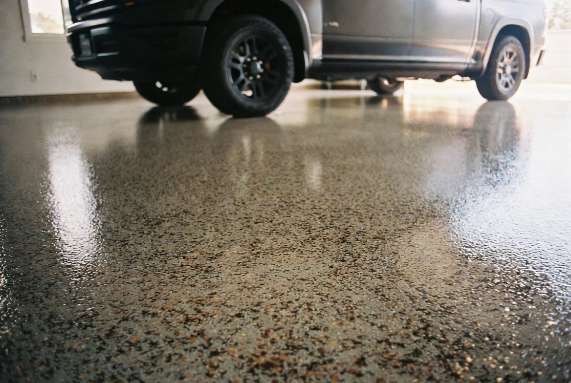 Custom cabinets on epoxy floor