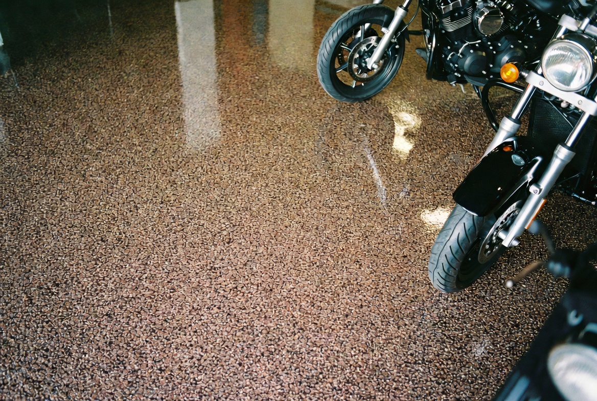 Pickup truck on granite floor